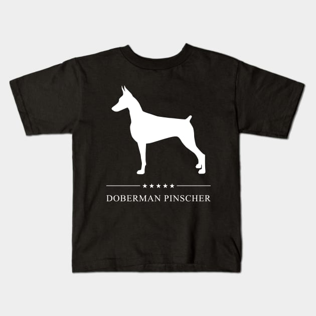 Doberman Pinscher Dog White Silhouette Kids T-Shirt by millersye